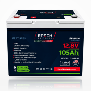 Epoch Lithium Battery 12V 105Ah Essential Series Heated LiFePO4