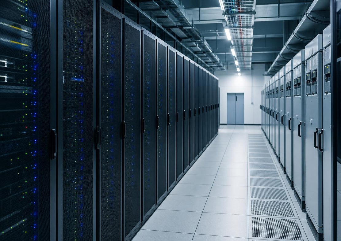 Data center with battery backup cabinets